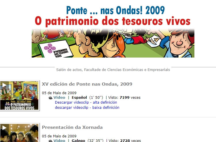 XV Edición – Xornada Multimedia PNO 2009: O Patrimonio dos Tesouros Vivos